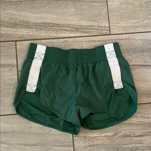 FP Movement by Free People Green Athletic Shorts with White Stripes